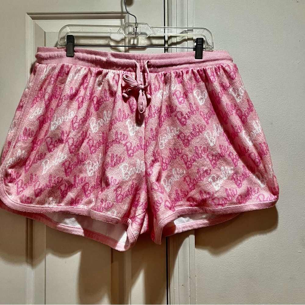 Barbie Pink and White Logo plus size Shorts from PJammyb